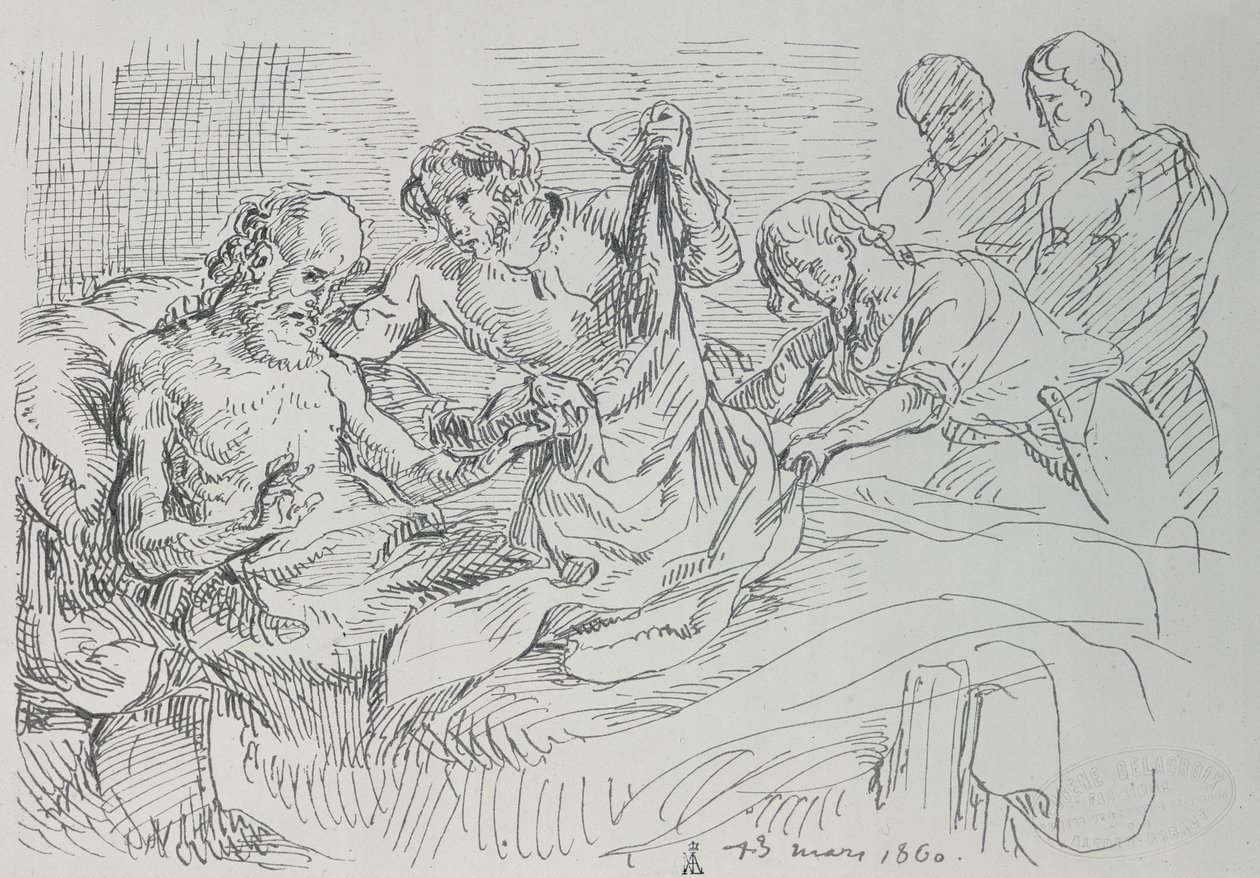 Un anciano en la cama, 1860 de Ferdinand Victor Eugene Delacroix