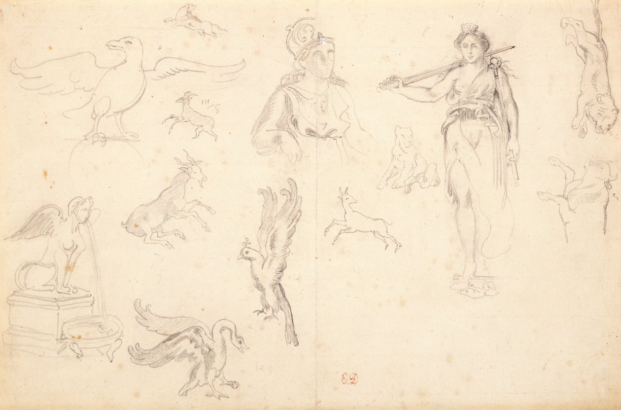 Estudios de animales y figuras de Ferdinand Victor Eugene Delacroix