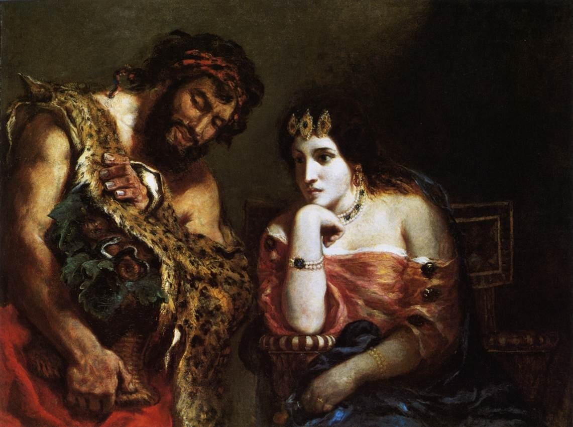 Cleopatra y el campesino de Ferdinand Victor Eugene Delacroix