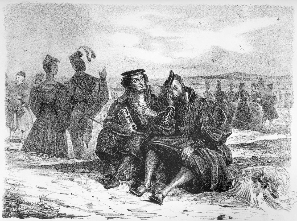 Fausto y Wagner en conversación, Ilustración para Fausto de Goethe de Ferdinand Victor Eugene Delacroix