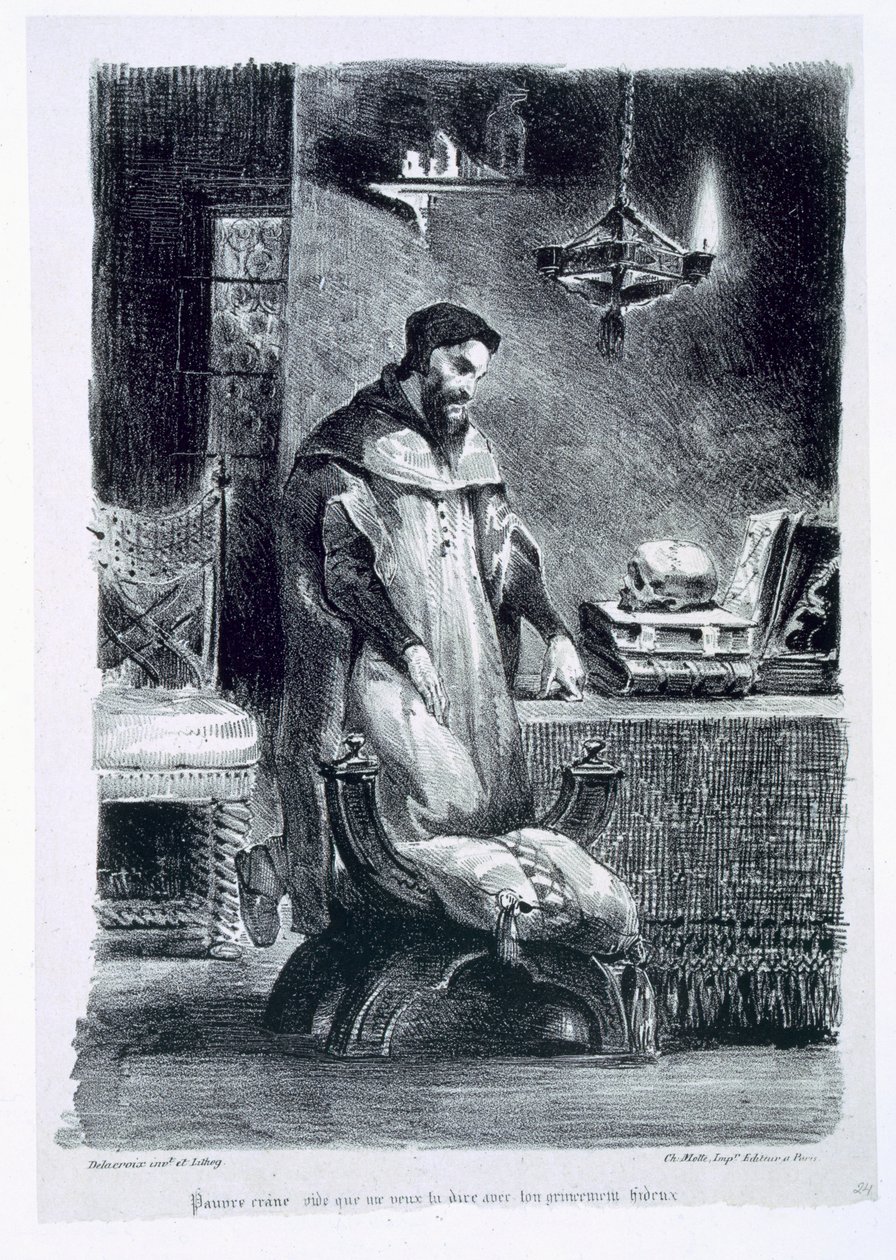 Fausto en su Estudio, de Fausto de Goethe, 1828, (ilustración) de Ferdinand Victor Eugene Delacroix