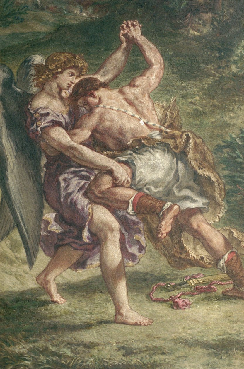 Lucha entre Jacob y el ángel (detalle), capilla de los Santos Ángeles, 1850-61 de Ferdinand Victor Eugene Delacroix