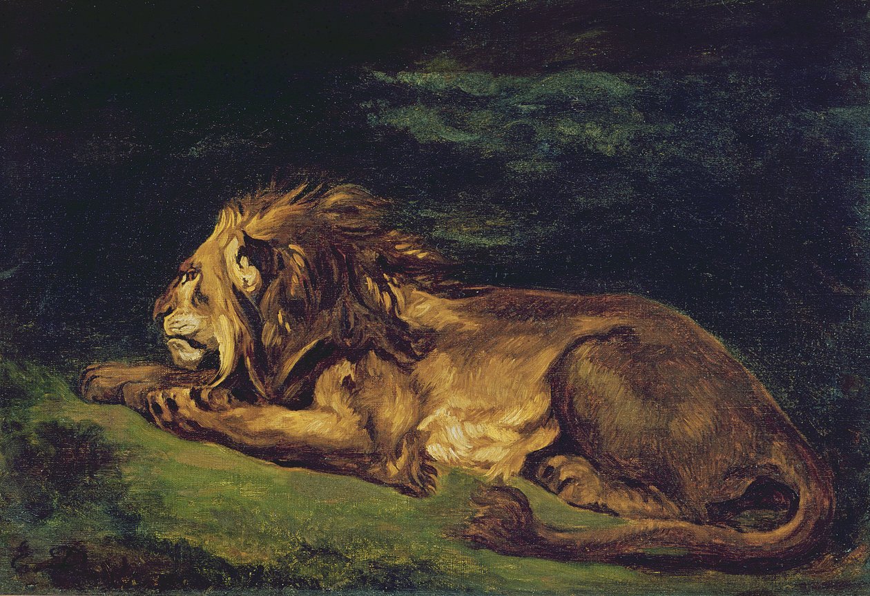 León descansando de Ferdinand Victor Eugene Delacroix
