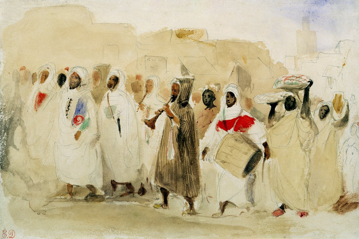 Procesión de músicos en Tánger de Ferdinand Victor Eugene Delacroix