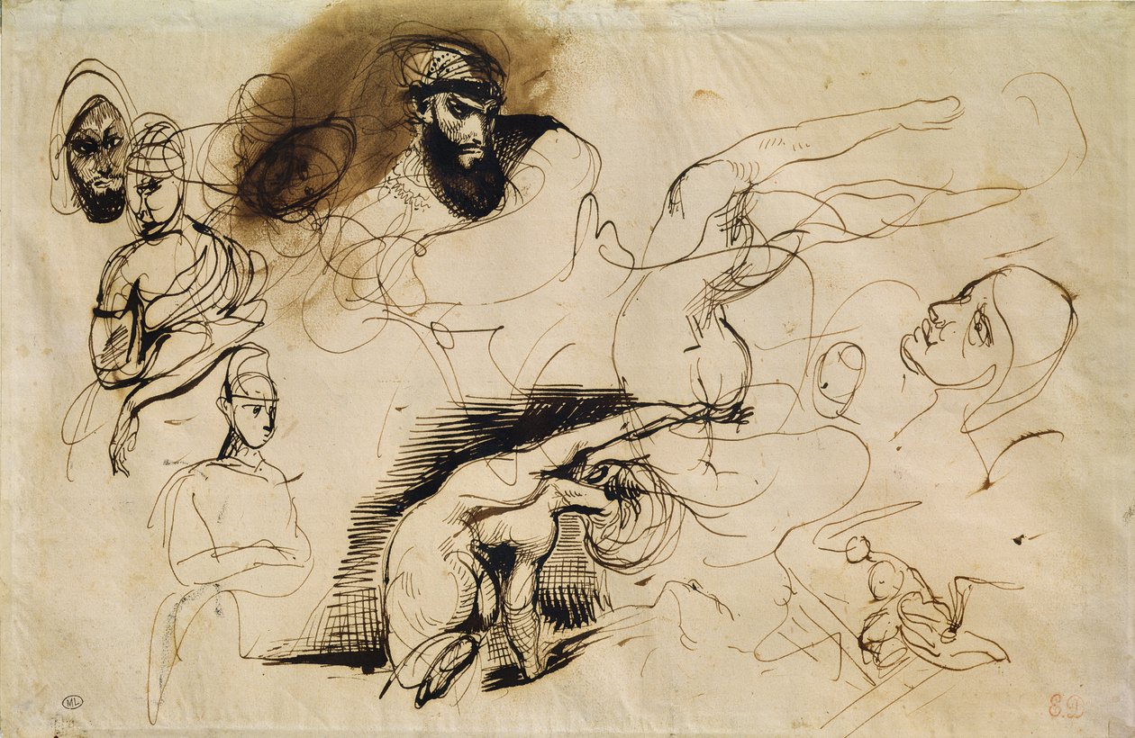 Boceto para Sardanápalo de Ferdinand Victor Eugene Delacroix