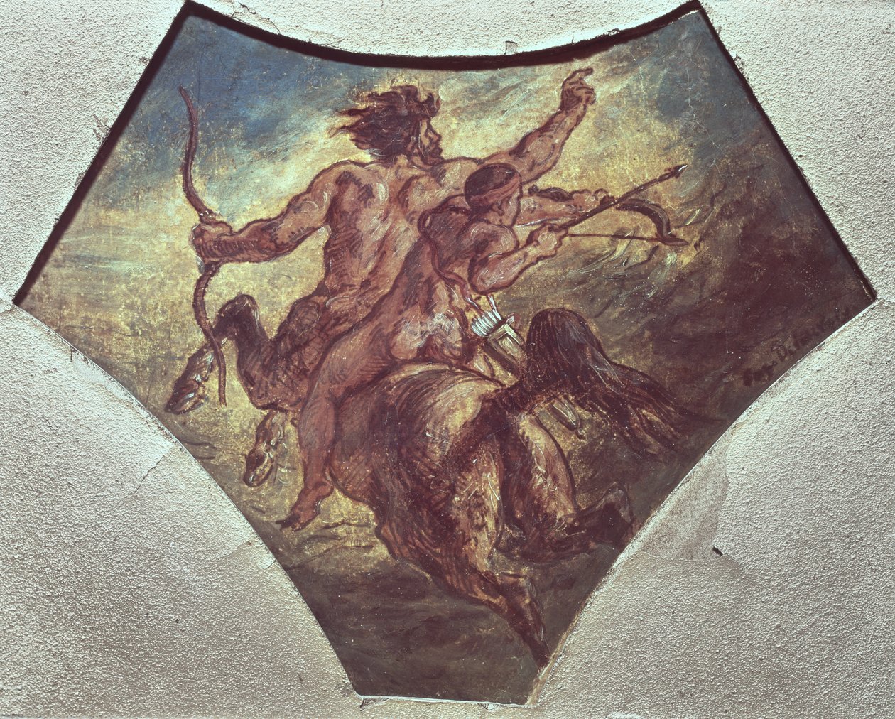 La Educación de Aquiles (réplica del primer boceto hecho para uno de los cuatro pechinas en la Cúpula de la Poesía en la Cámara de Diputados, c.1848) de Ferdinand Victor Eugene Delacroix