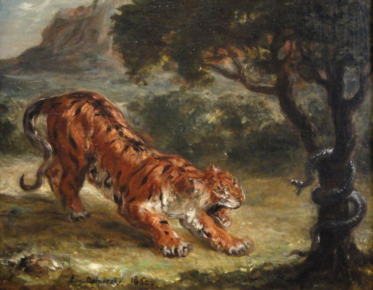 Tigre y serpiente de Ferdinand Victor Eugene Delacroix