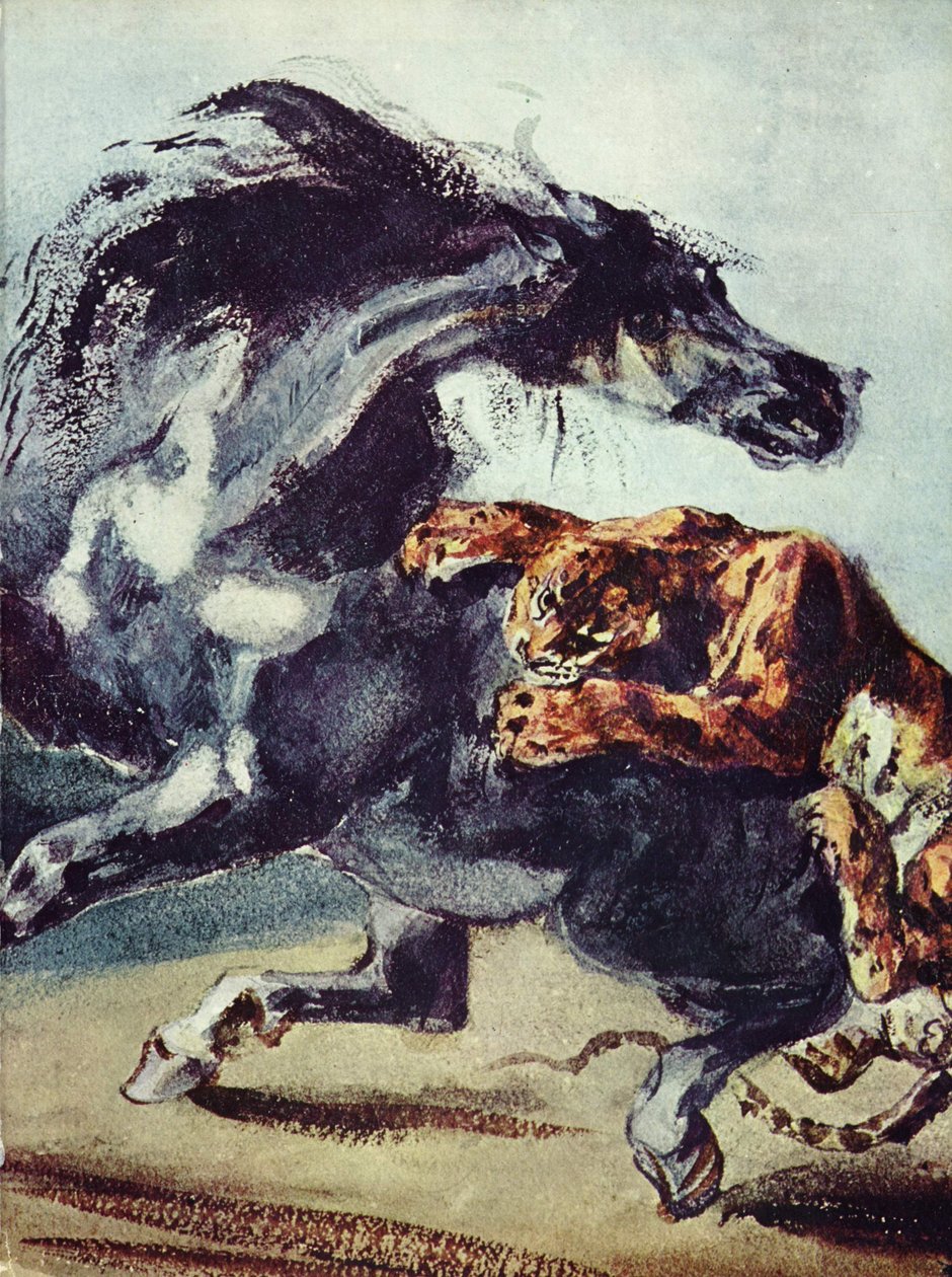 Tigre atacando a un caballo de Ferdinand Victor Eugene Delacroix