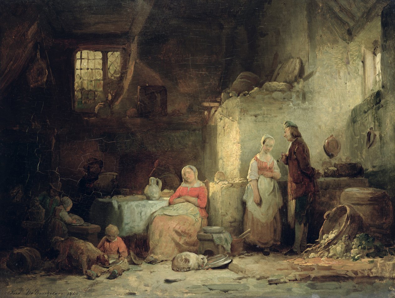 Conversación después de la comida, 1840 de Ferdinand de Braekeleer