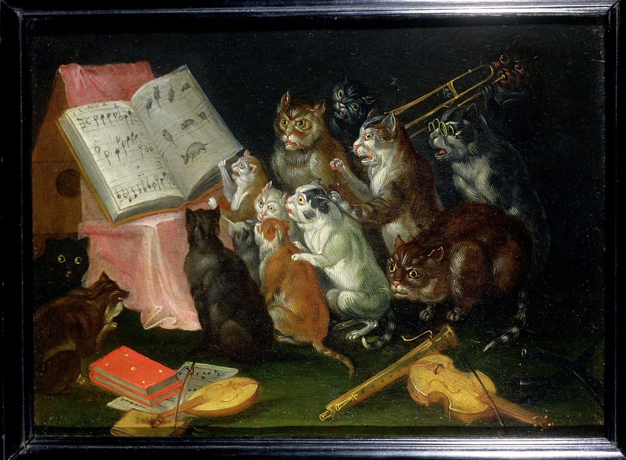 Una reunión musical de gatos de Ferdinand van Kessel