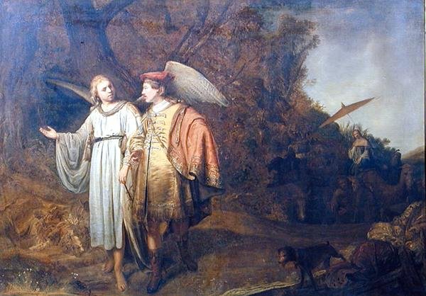 Tobías y el Ángel Gabriel de Ferdinand (attr.) Bol