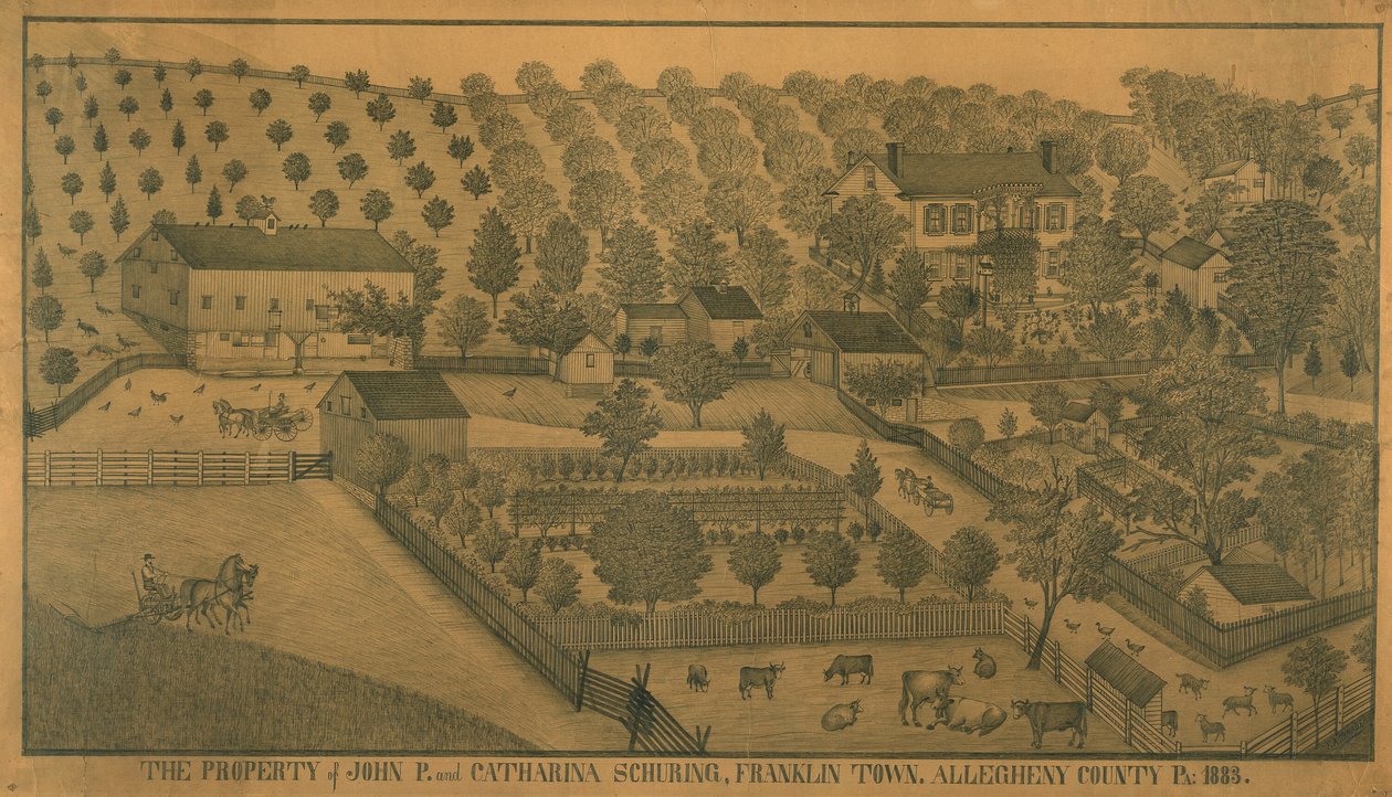 La Propiedad de John P. y Catharina Schuring, Franklin Town, Condado de Allegheny, Pensilvania de Ferdinand A. Brader