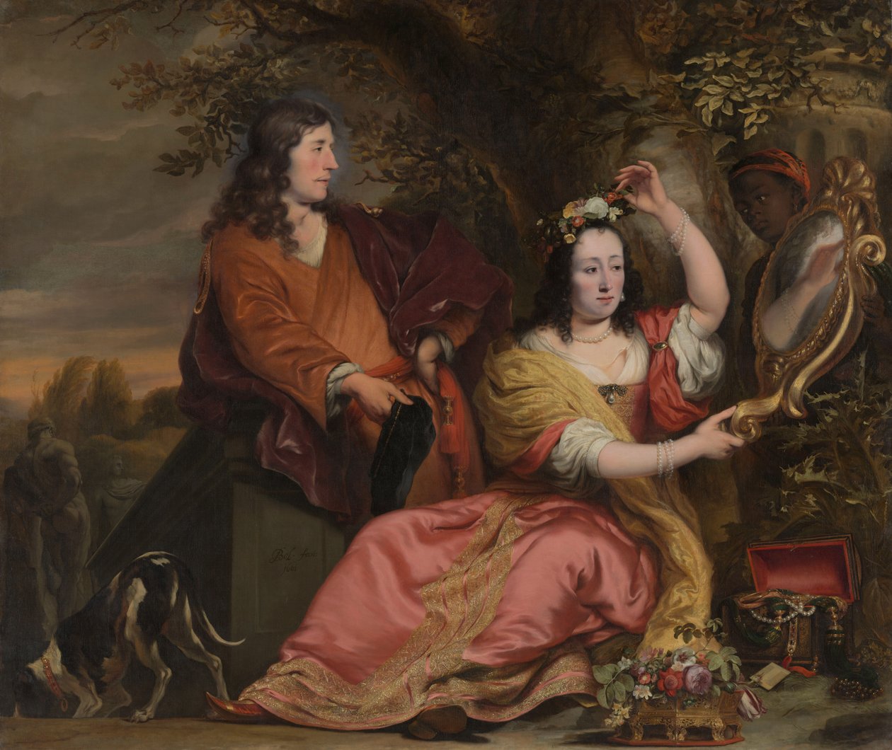 Jan van der Voort y su hermana Catharina con un sirviente de Ferdinand Bol