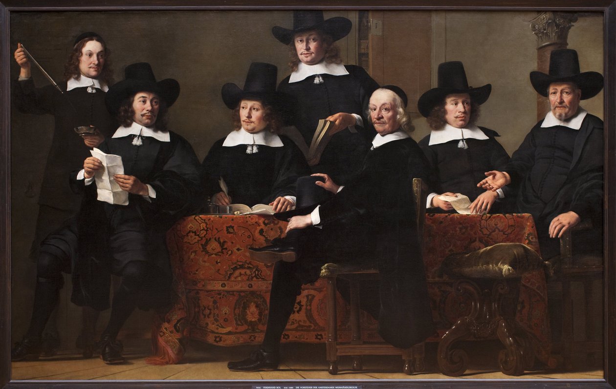 Presidente del Gremio de Comerciantes de Vino de Ámsterdam (Países Bajos). Pintura de Ferdinand Bol (1616-1680), óleo sobre lienzo, circa 1659. Arte holandés de Ferdinand Bol