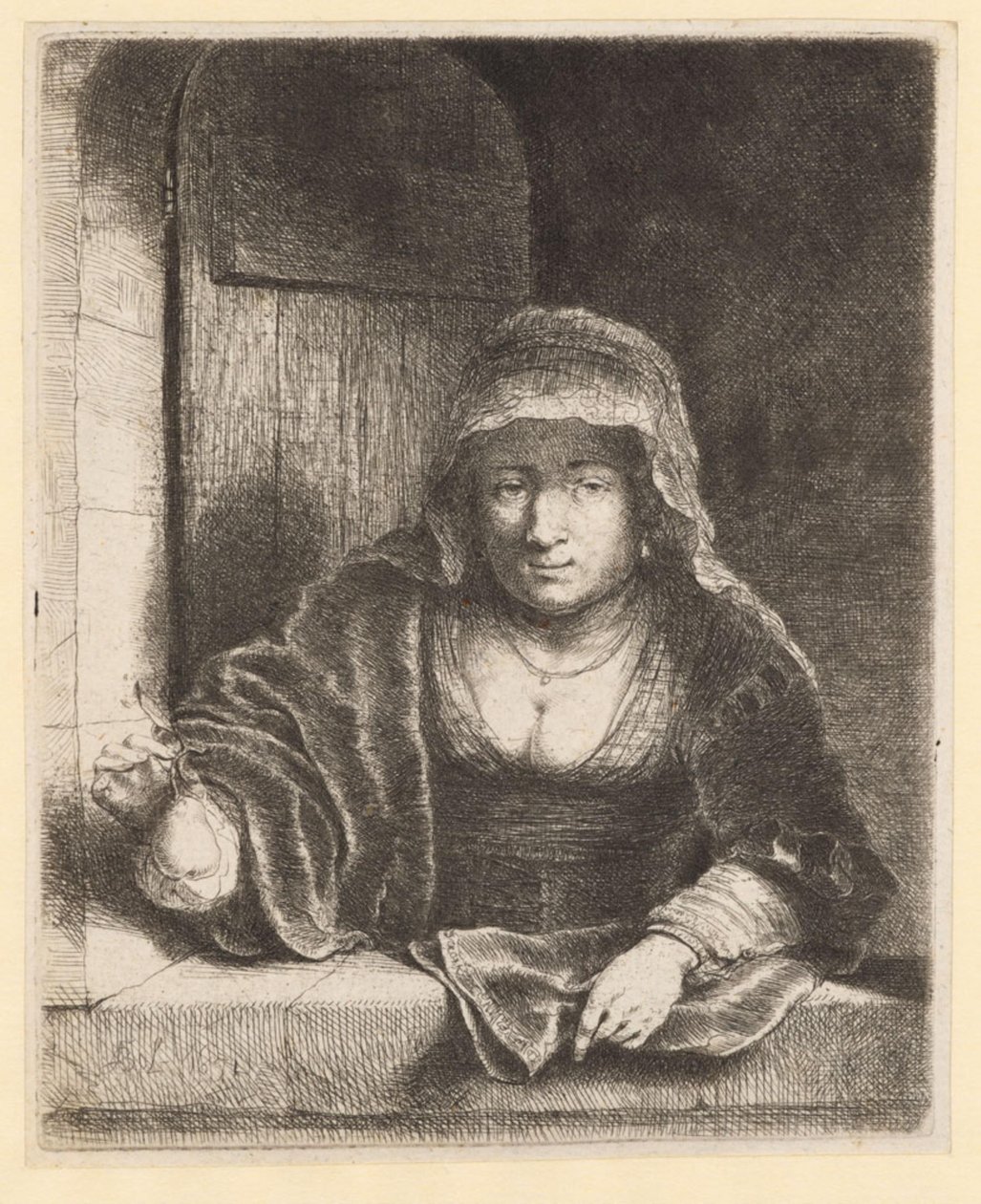 Mujer con una pera de Ferdinand Bol