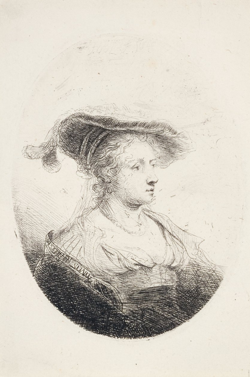 Joven Dama con Sombrero de Plumas, 1644 de Ferdinand Bol