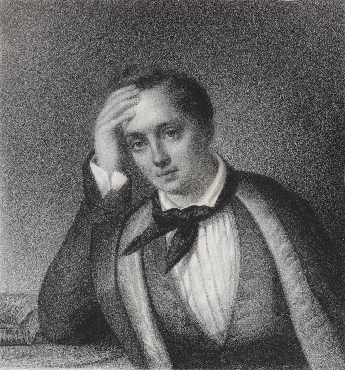 Retrato del poeta Yevgeny Abramovich Baratynsky 1800-1844, 1830s de Ferdinand Chevalier
