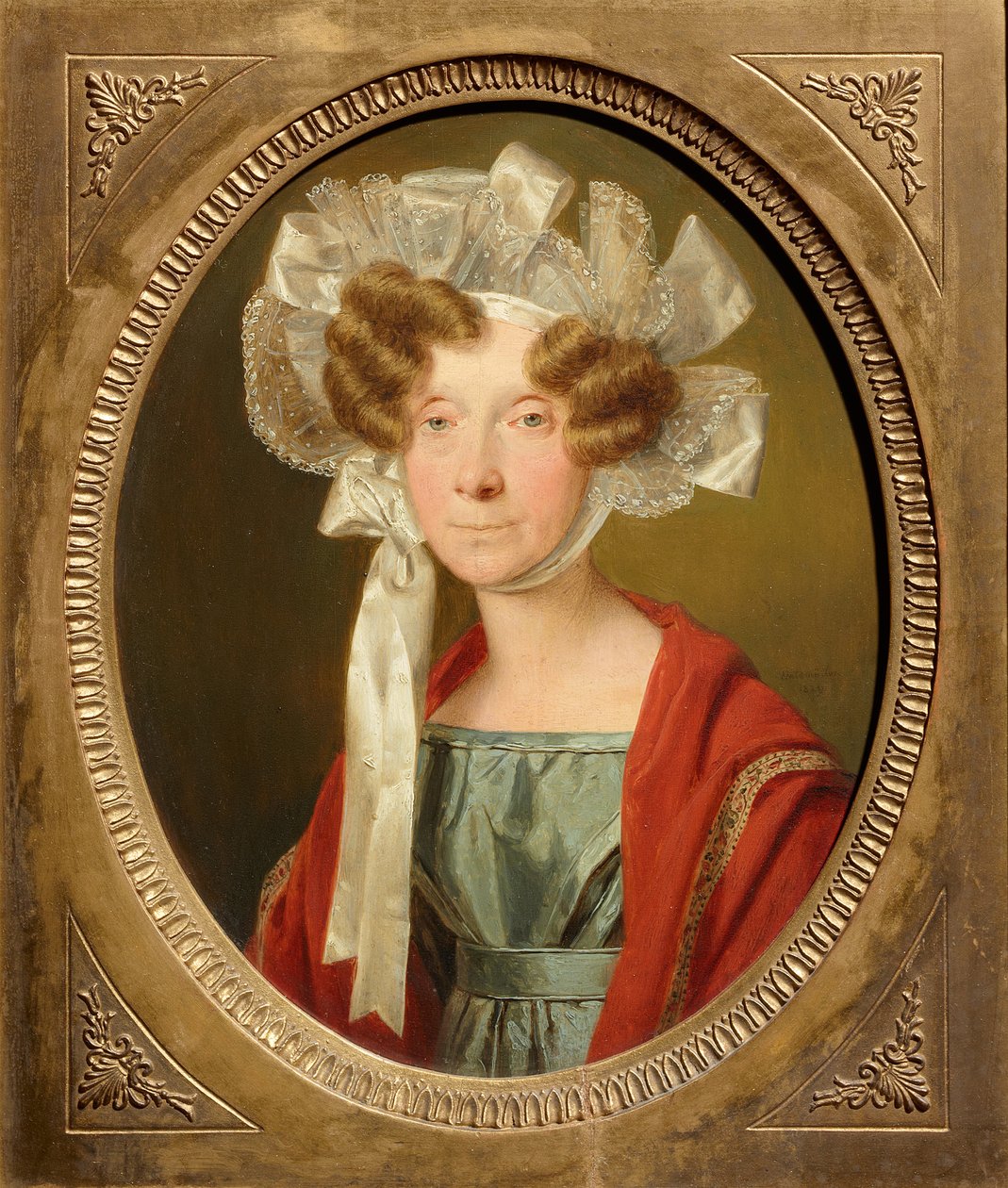 Retrato de una dama con cofia de encaje de Ferdinand Georg Waldmüller