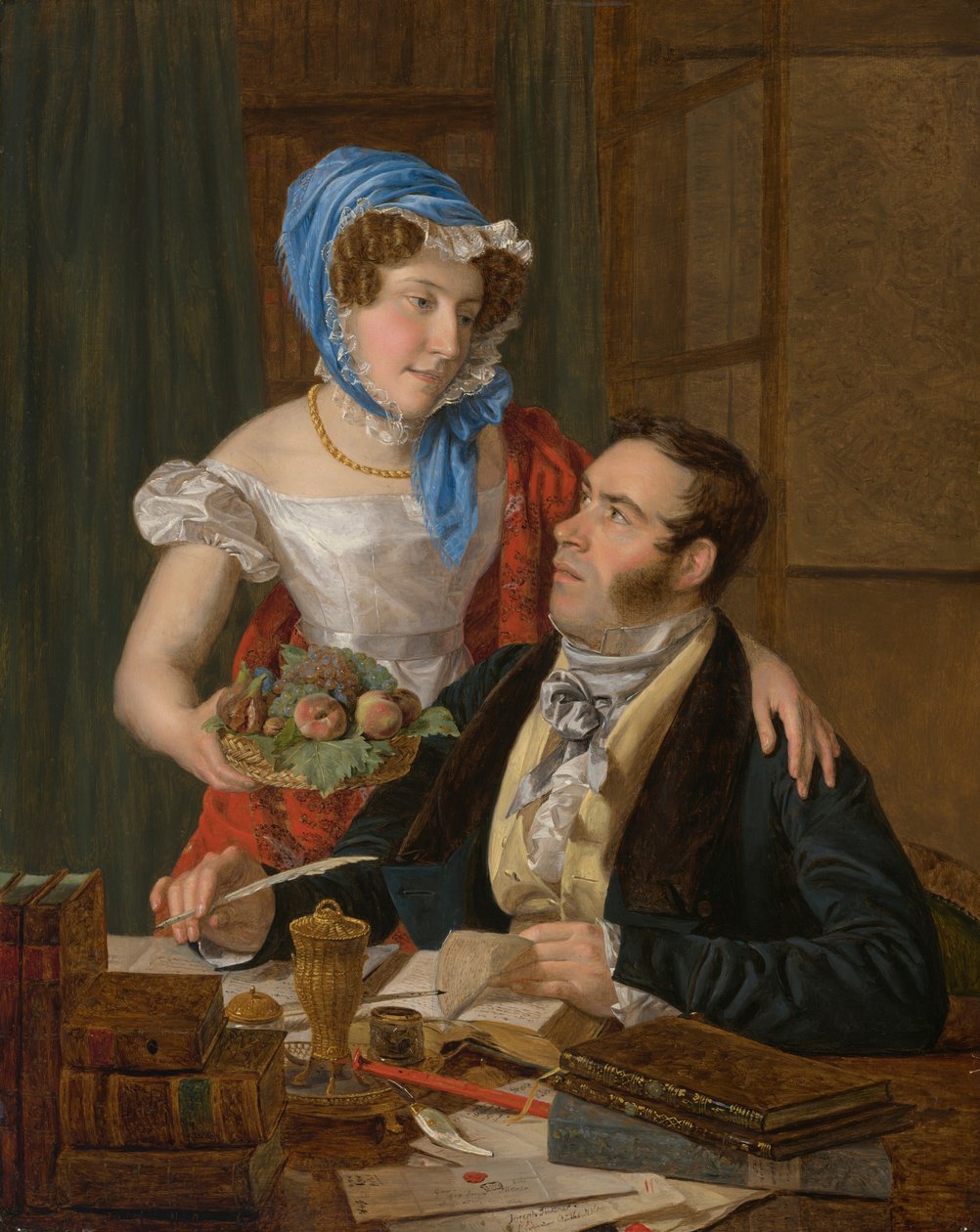 El cartógrafo profesor Josef Jüttner y su esposa de Ferdinand Georg Waldmüller