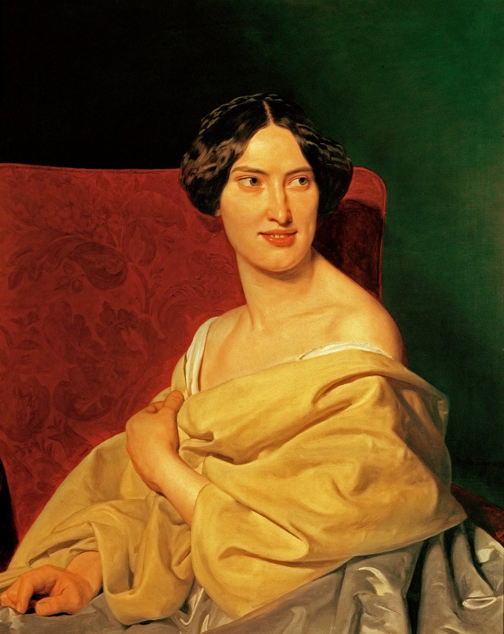 Anna Bayer, segunda esposa de Waldmueller, de novia (pintura sobre lienzo) de Ferdinand Georg Waldmuller