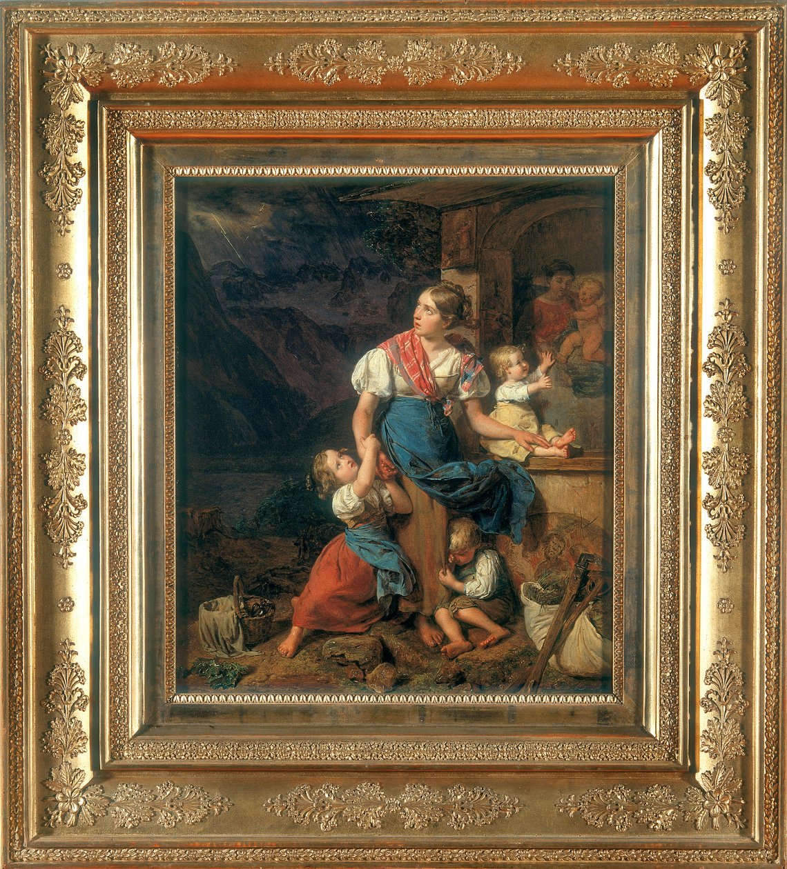 Oración ante el altar de Ferdinand Georg Waldmuller