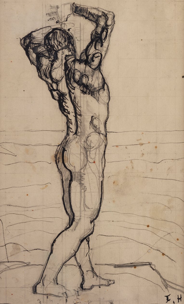Acto masculino, estudio para la Verdad, c.1901-02 de Ferdinand Hodler