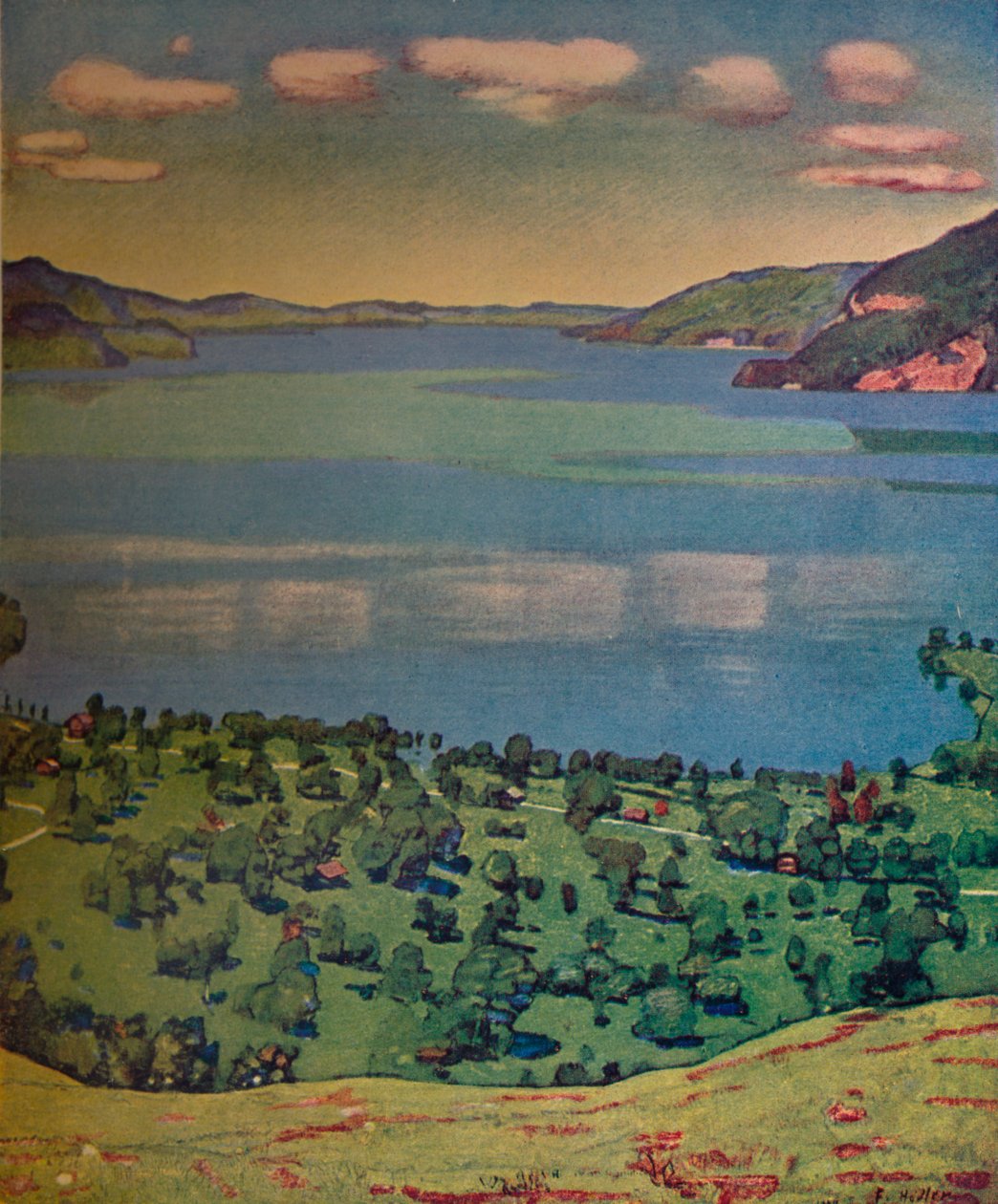 El Lago de Thun, desde Leissigen, c1910 de Ferdinand Hodler