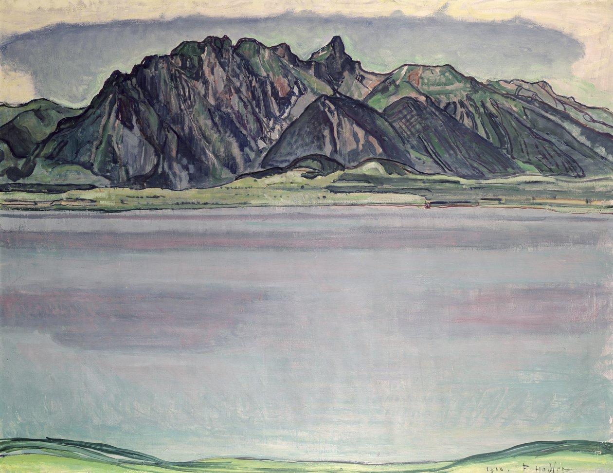 Thunersee con las Montañas Stockhorn, 1910 de Ferdinand Hodler