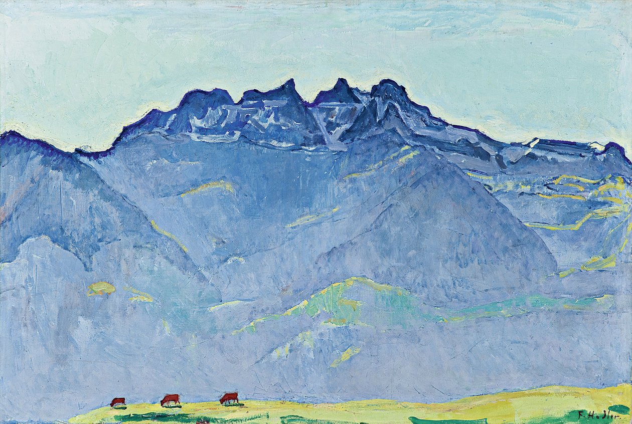 Vista de los Dents-du-Midi desde Champéry de Ferdinand Hodler