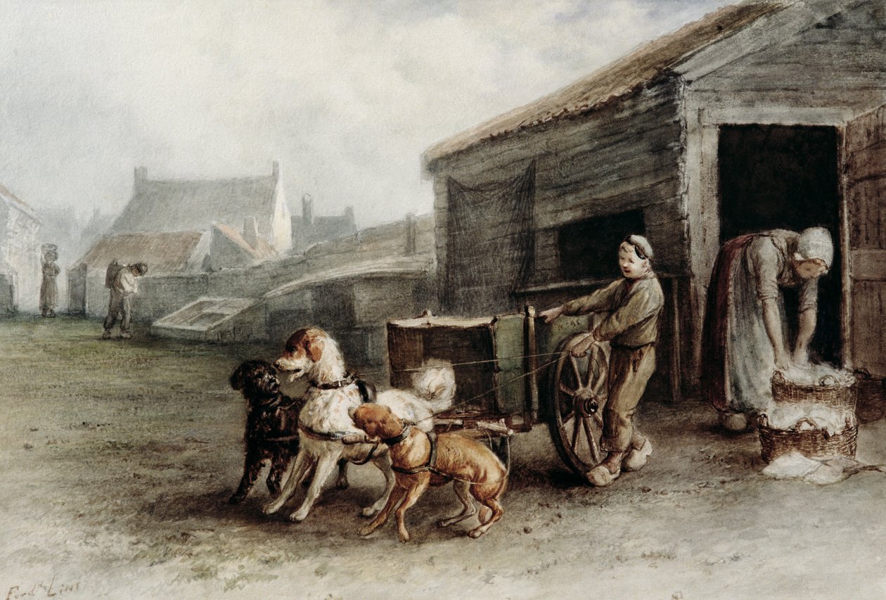 Un carro de perros, Holanda, c.1890 de Ferdinand Lintz