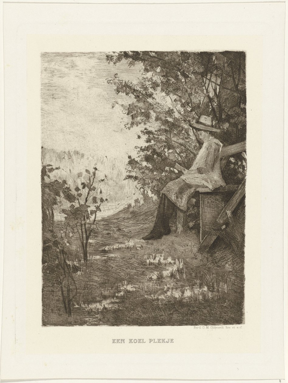 niño leyendo en un sofá Un lugar fresco (título en el objeto) de Ferdinand Oldewelt
