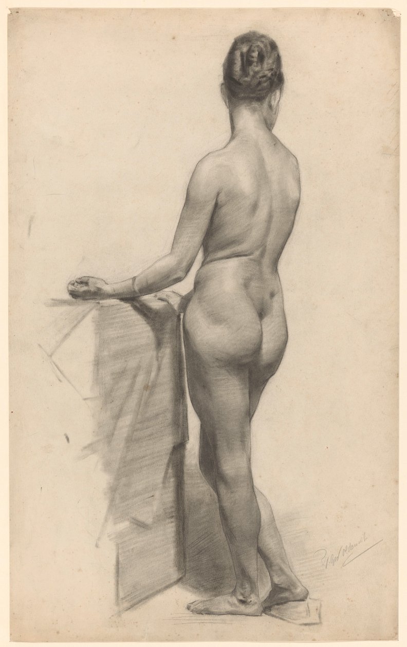 Estudio de un desnudo femenino de pie, visto desde atrás de Ferdinand Oldewelt