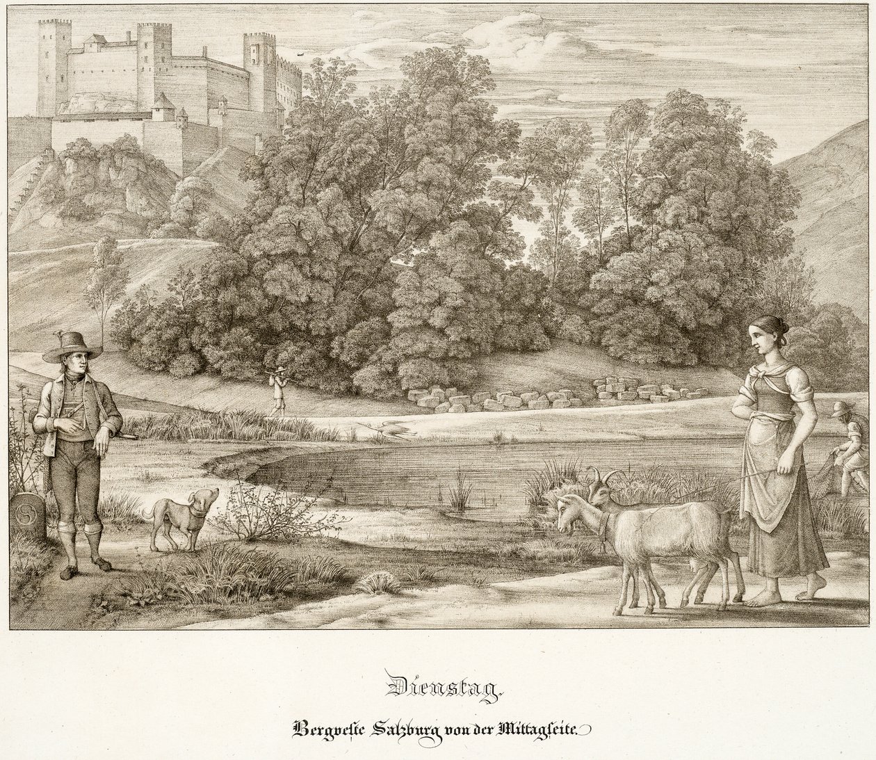 El martes: El castillo de Salzburgo visto desde el sur de Ferdinand Olivier
