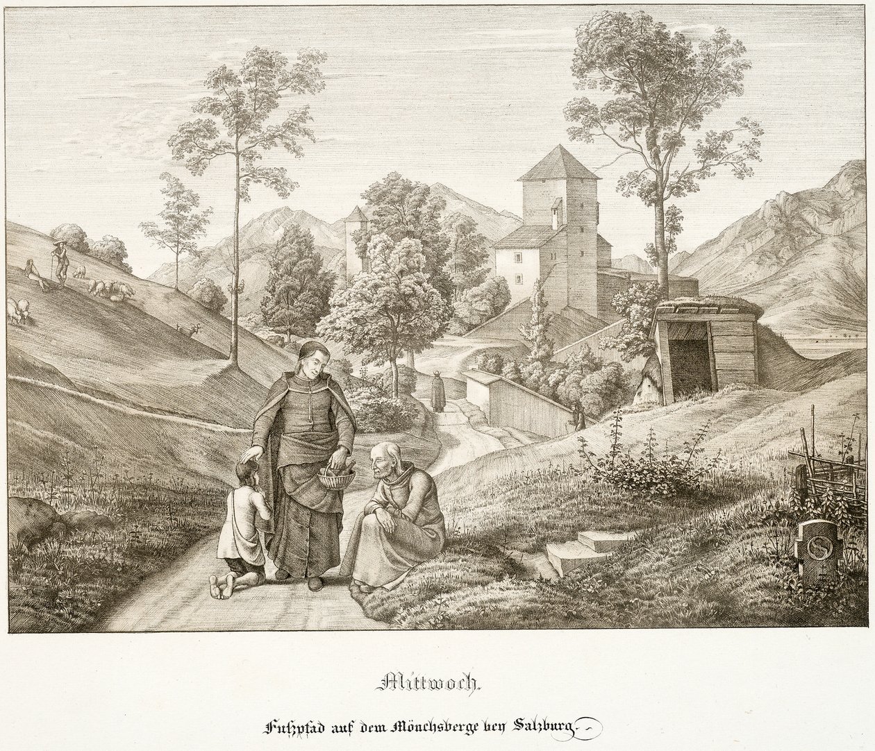 El miércoles: Sendero en el Mönchsberg, cerca de Salzburgo de Ferdinand Olivier