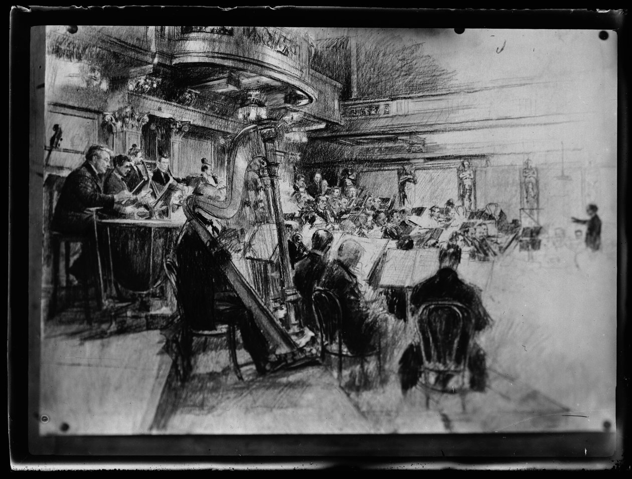 Ensayo del miembro vienés de una orquesta filarmónica de Ferdinand Schmutzer