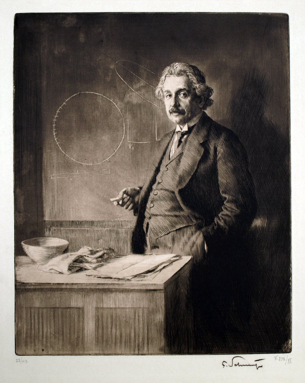 Retrato de Albert Einstein (1879-1955). Oeuvre de Ferdinand Schmutzer (1870-1928), grabado de Ferdinand Schmutzer