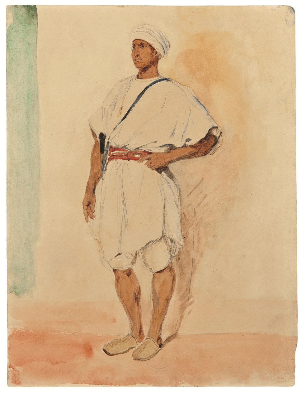 Un marroquí de pie (lápiz y acuarela sobre papel) de Ferdinand Victor Eugene Delacroix