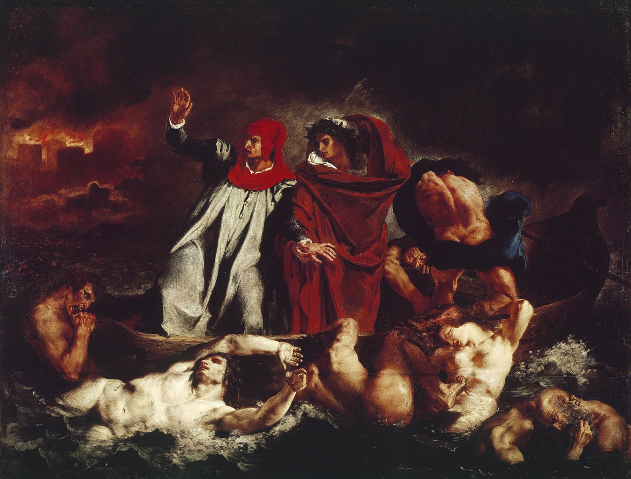 El barco de Dante, de la Divina Comedia de Dante Alighieri de Ferdinand Victor Eugene Delacroix