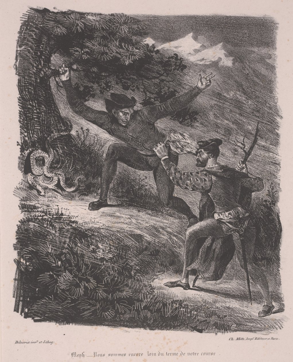 Fausto y Mefistófeles en las montañas Harz de Ferdinand Victor Eugene Delacroix