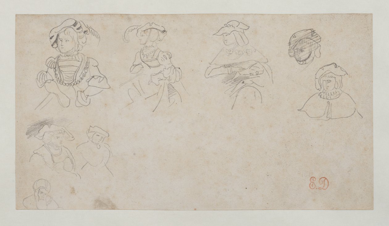 Estudios de figuras, c.1800-1899 (grafito sobre papel tejido) de Ferdinand Victor Eugene Delacroix
