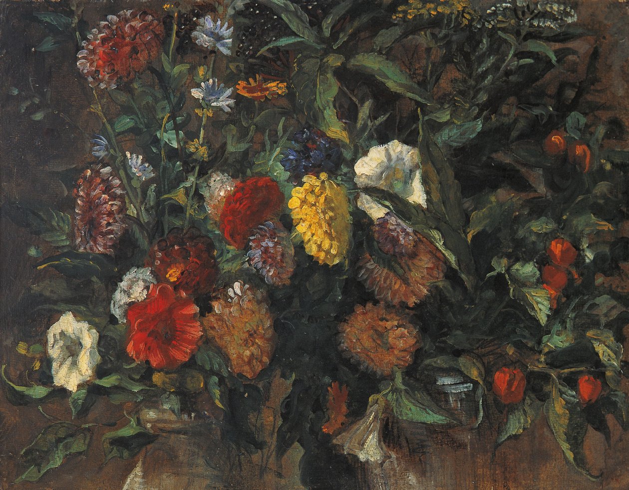 Naturaleza muerta de flores, c.1848 (óleo sobre cartón) de Ferdinand Victor Eugene Delacroix