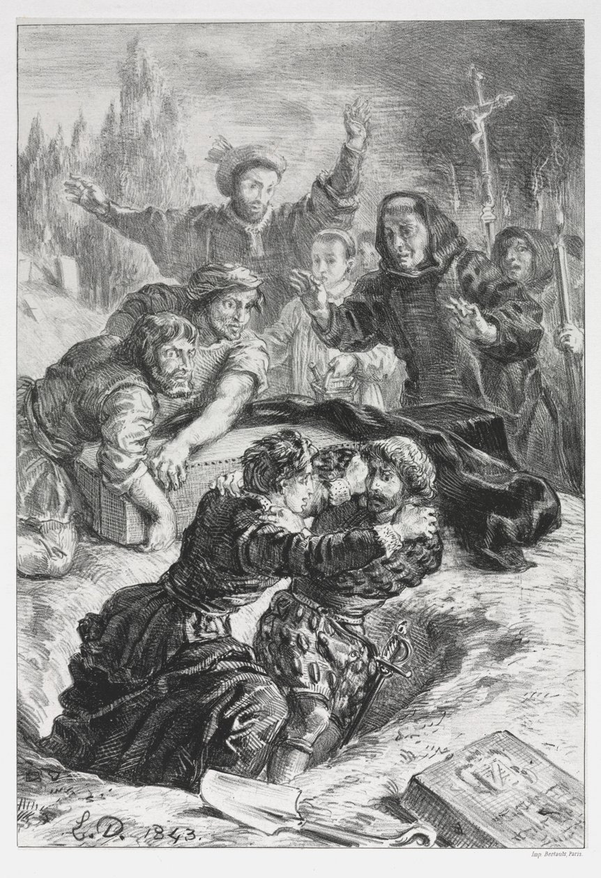 Hamlet: Hamlet y Laertes en la Tumba de Ofelia de Ferdinand Victor Eugene Delacroix