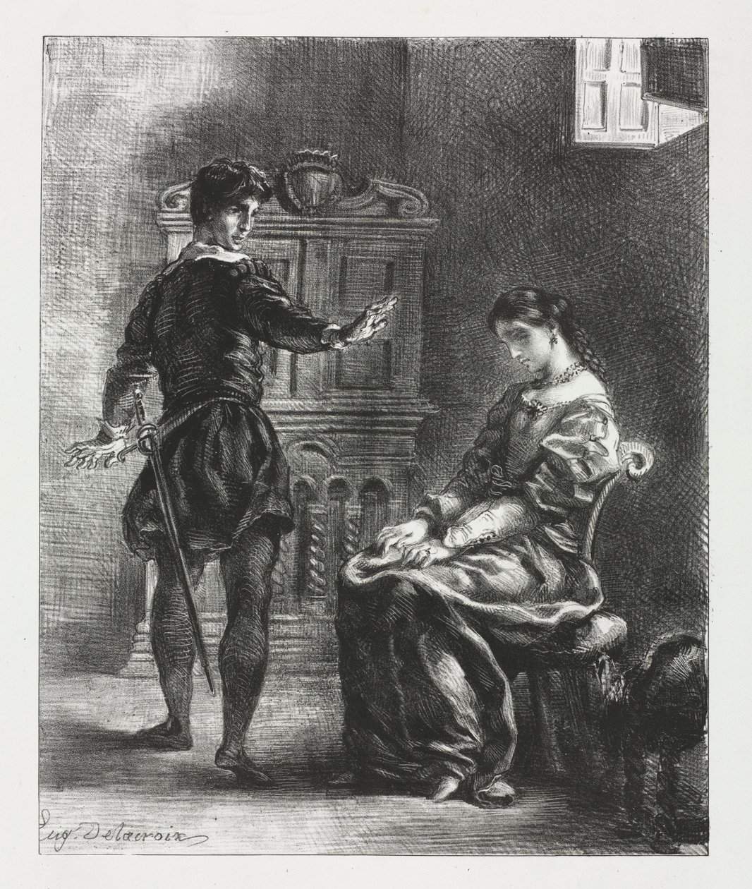 Hamlet: Hamlet y Ofelia, 1834 de Ferdinand Victor Eugene Delacroix