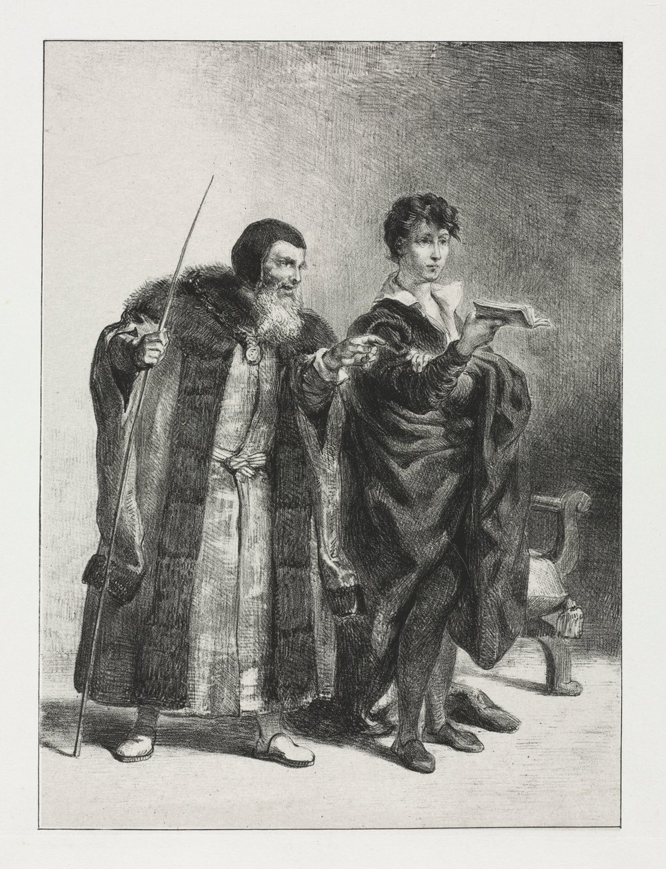 Hamlet: Polonio y Hamlet, 1834 de Ferdinand Victor Eugene Delacroix