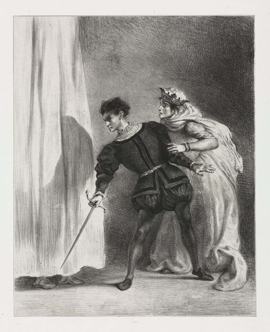 Hamlet: El asesinato de Polonio, 1834 de Ferdinand Victor Eugene Delacroix