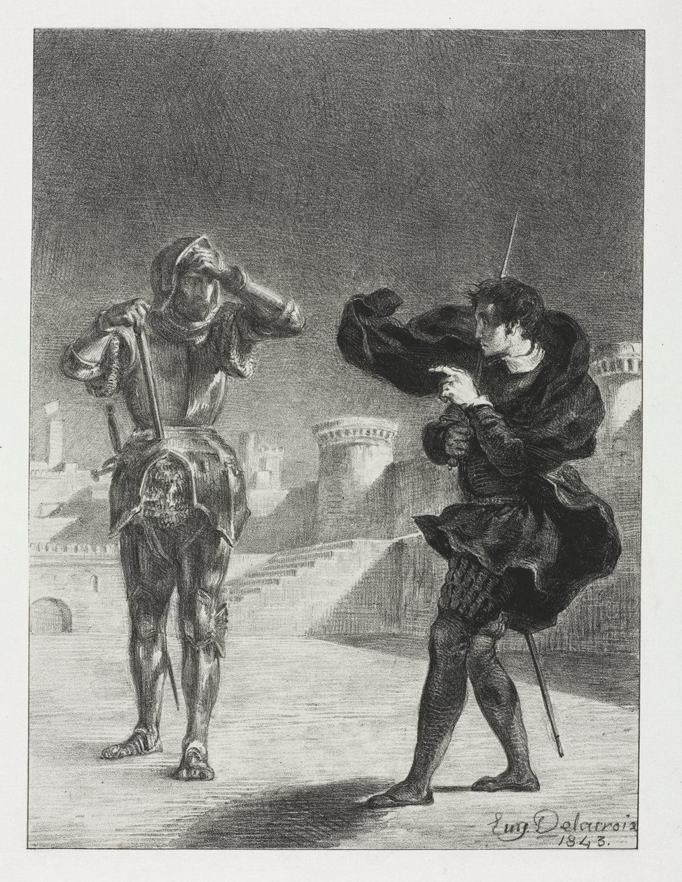 Hamlet: El fantasma en la terraza, 1843 de Ferdinand Victor Eugene Delacroix