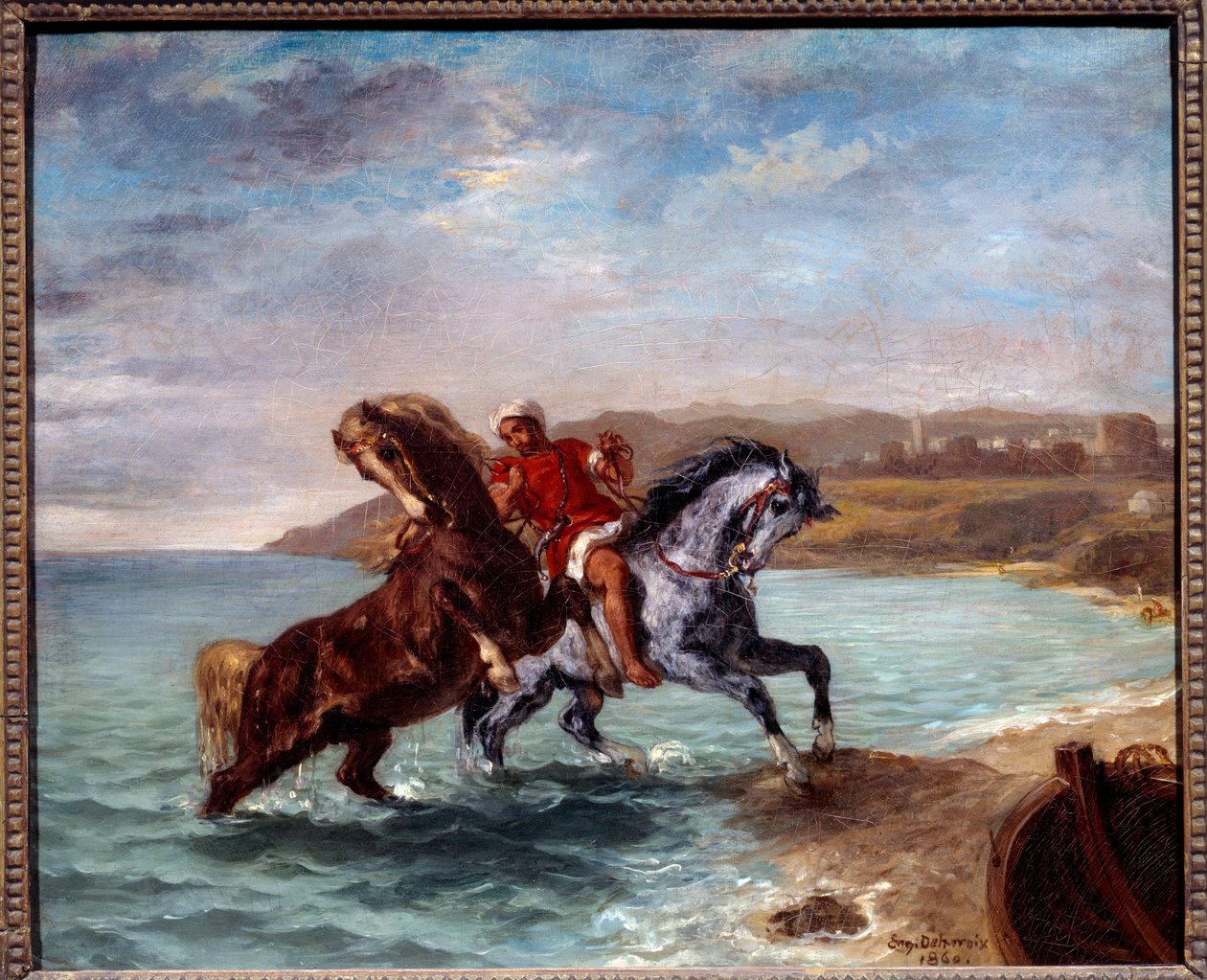 Caballos saliendo del mar de Ferdinand Victor Eugene Delacroix