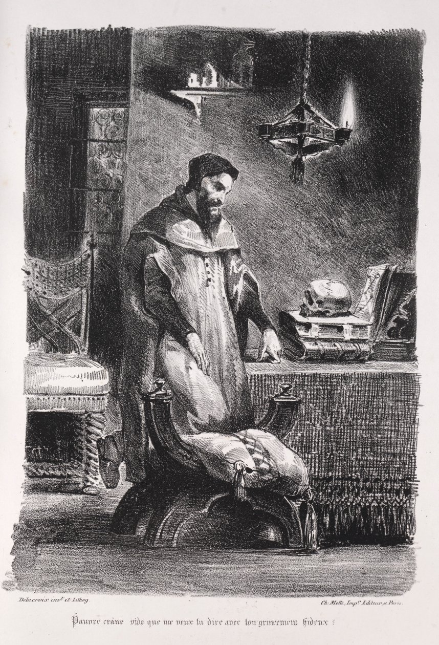 Ilustraciones para Fausto: Fausto en su camerino, 1828 de Ferdinand Victor Eugene Delacroix