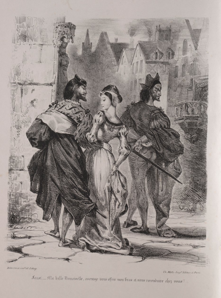 Ilustraciones para Fausto: Fausto intenta seducir a Margarita de Ferdinand Victor Eugene Delacroix