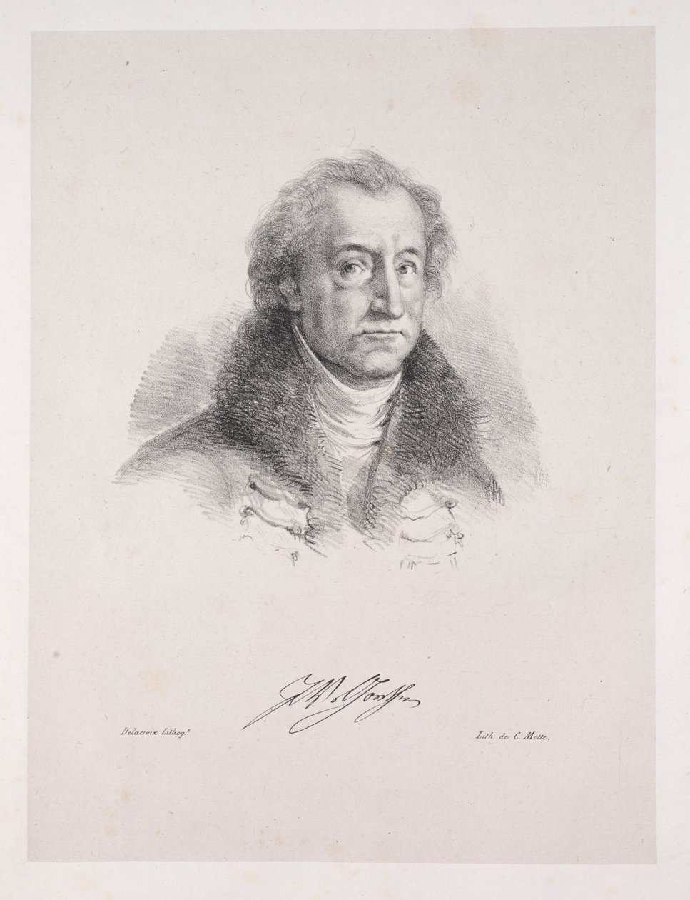 Ilustraciones para Fausto: Frontispicio - Retrato de Johann Wolfgang von Goethe, 1828 de Ferdinand Victor Eugene Delacroix